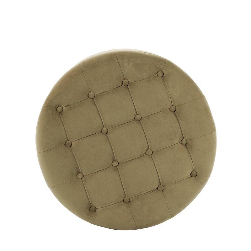 Tufted Round Storage Ottoman Light Sage Green Velvet - HomePop