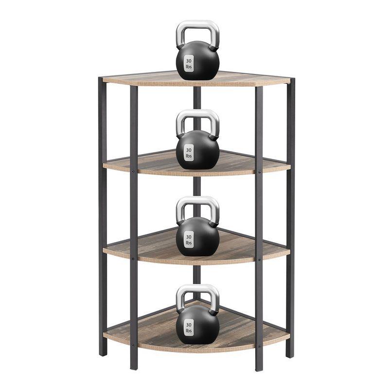 4-Tier Corner Open Shelf,Bookcase Freestanding Shelving Unit,Plant Stand Small Bookshelf