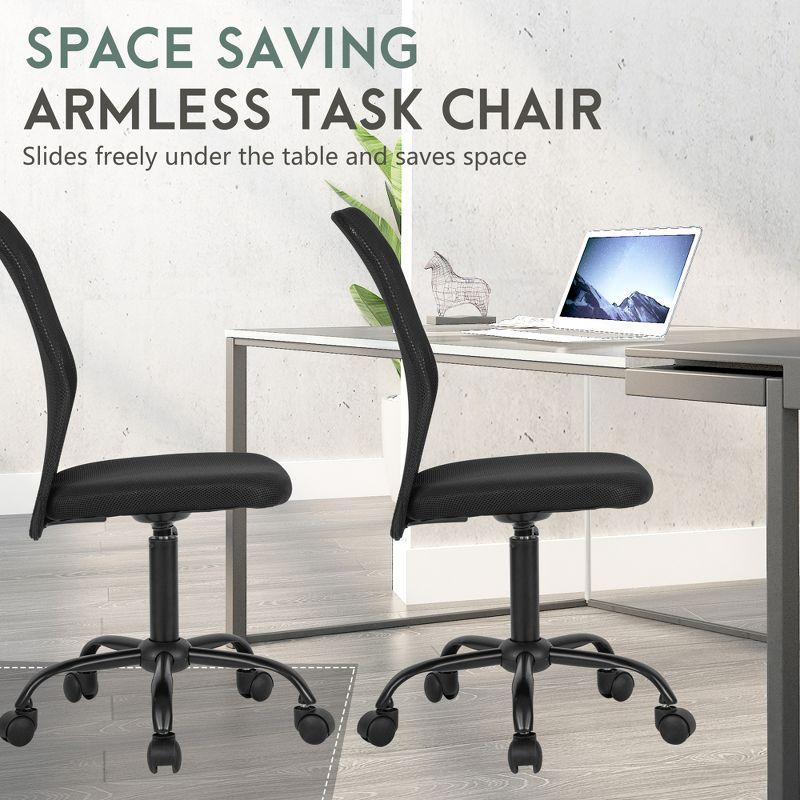 FDW Home Office Chair Mid Back Mesh Desk Chair Armless Computer Chair Rolling Swivel Chair with Lumbar Support,Black