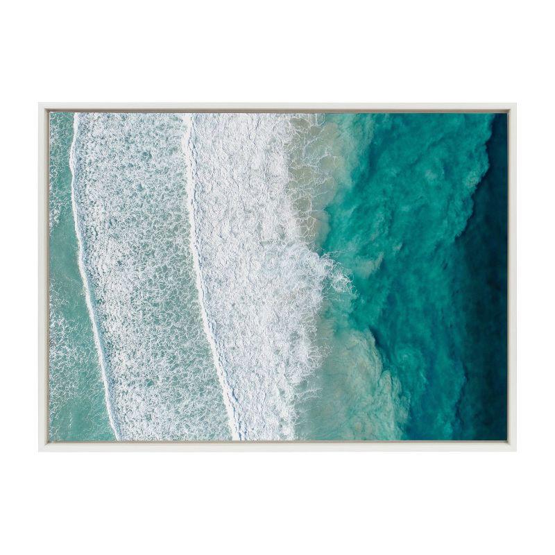 28" x 38" Sylvie Ocean Waves by The Bay Framed Canvas by Creative Bunch - Kate & Laurel All Things Decor