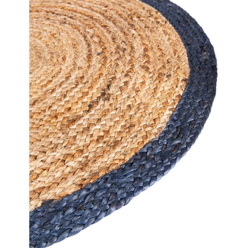 Handmade Round Natural Jute and Cotton Area Rug