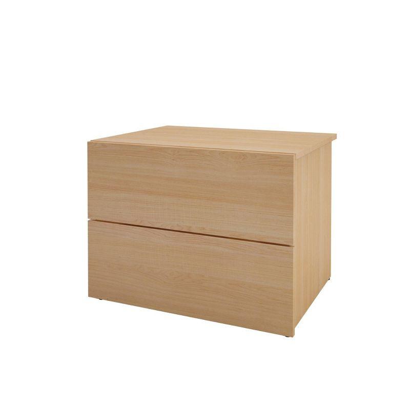 Natural Maple 2-Drawer Modern Nightstand with Metal Slides