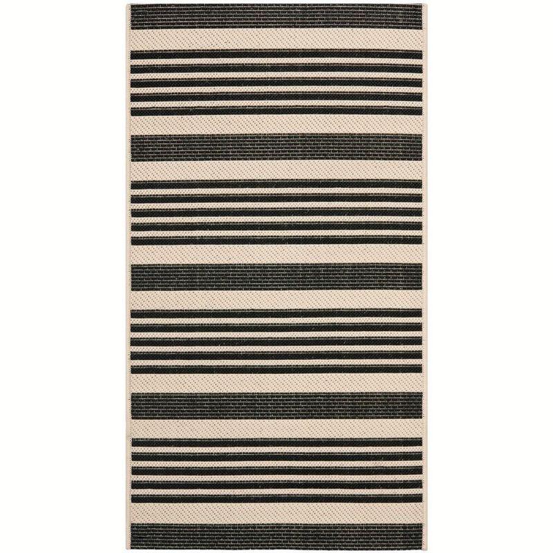 Courtyard CY6062 Power Loomed Indoor/Outdoor Accent Rug - Black/Bone - 2'x3'7" - Safavieh.