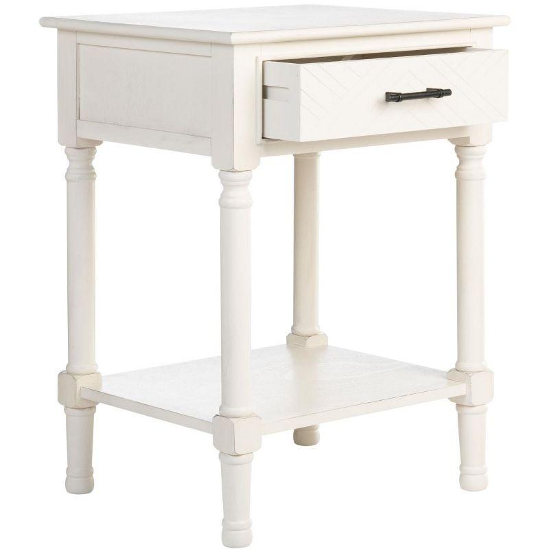 Peyton 1 Drawer Accent Table - Distressed White - Safavieh