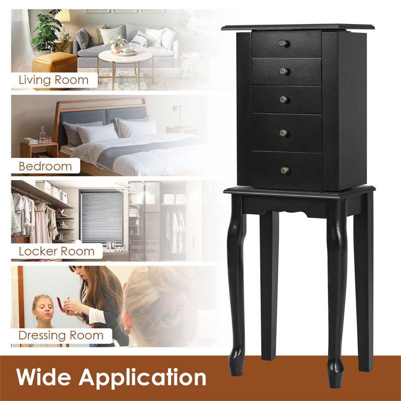 Costway Jewelry Cabinet Storage Chest Standing Organizer Mirror Black