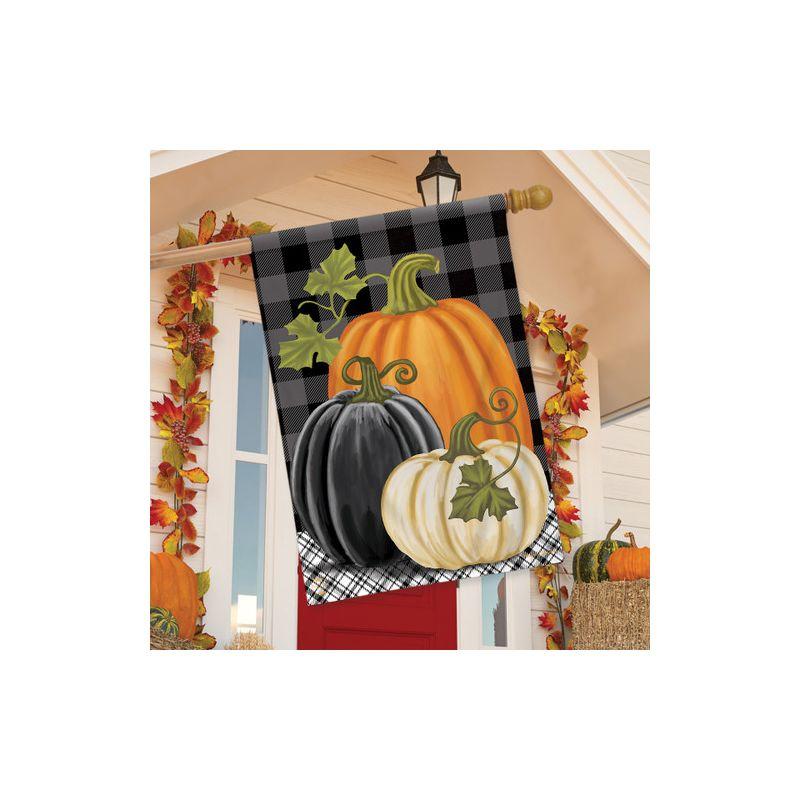 Checkered Pumpkins Autumn House Flag Primitive Fall 28" x 40" Briarwood Lane