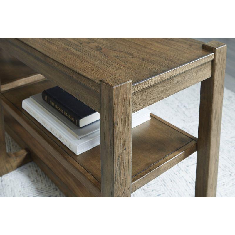 Signature Design by Ashley Cabalynn Farmhouse Sofa Table with 2 Adjustable Shelves, Light Brown