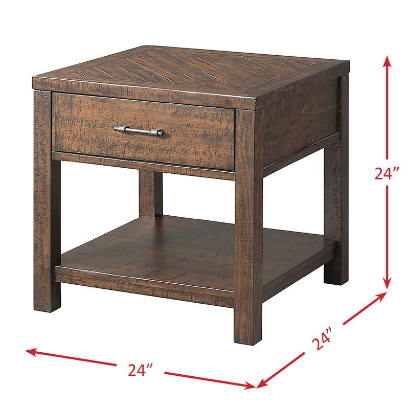 Dex End Table Walnut Brown - Picket House Furnishings: Storage Drawer, Shelf, Bedroom & Living Room