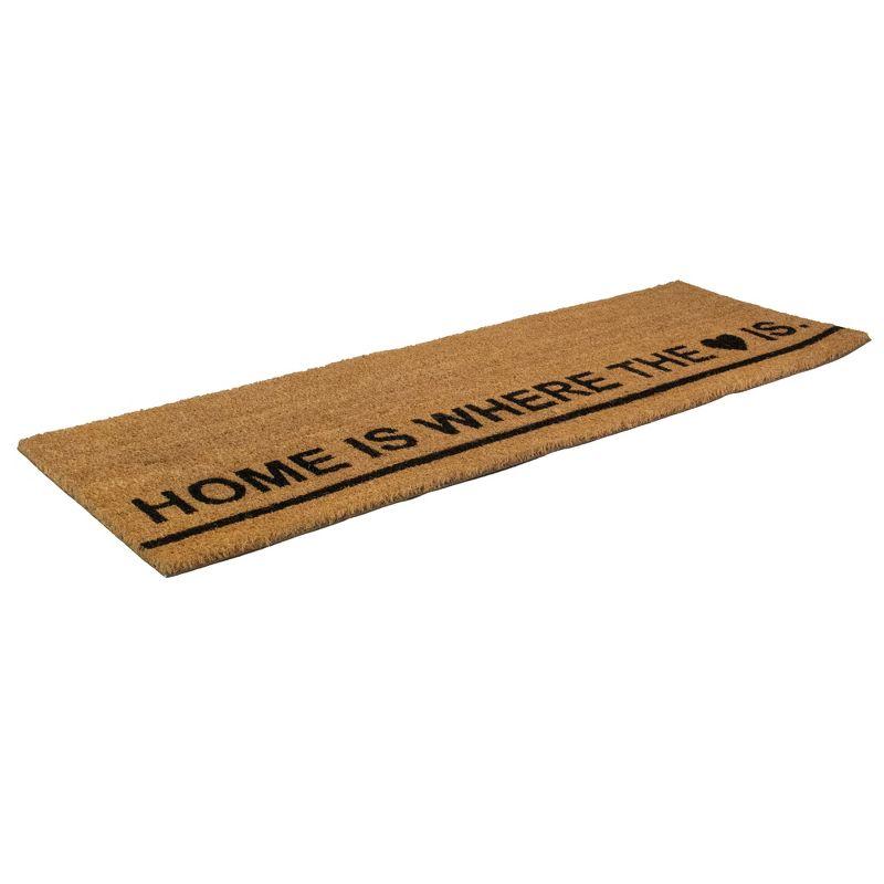 Natural Coir Outdoor Rectangular "Home Is Where the Heart Is" Doormat 16" x 48"