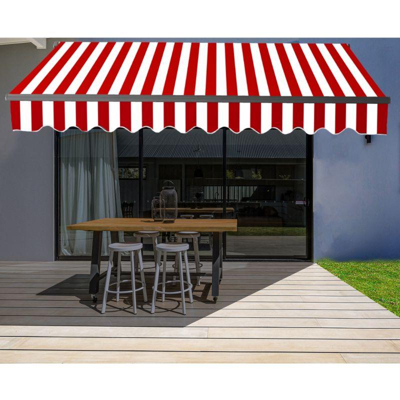 ALEKO ABM20X10REDWH05 Black Frame Motorized Retractable Home Patio Canopy Awning 20'x10' Red/White