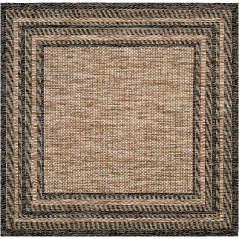 Courtyard CY8475 Power Loomed Indoor and Outdoor Area Rug - Natural/Black - 5'3"x5'3" - Safavieh