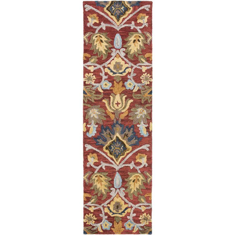 Blossom Red and Multicolor Hand Tufted Wool Runner Rug