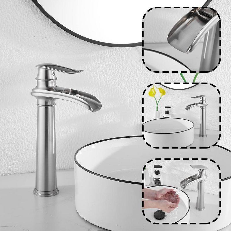 BWE Waterfall Single Hole Single Handle Bathroom Vessel Sink Faucet With Drain Assembly