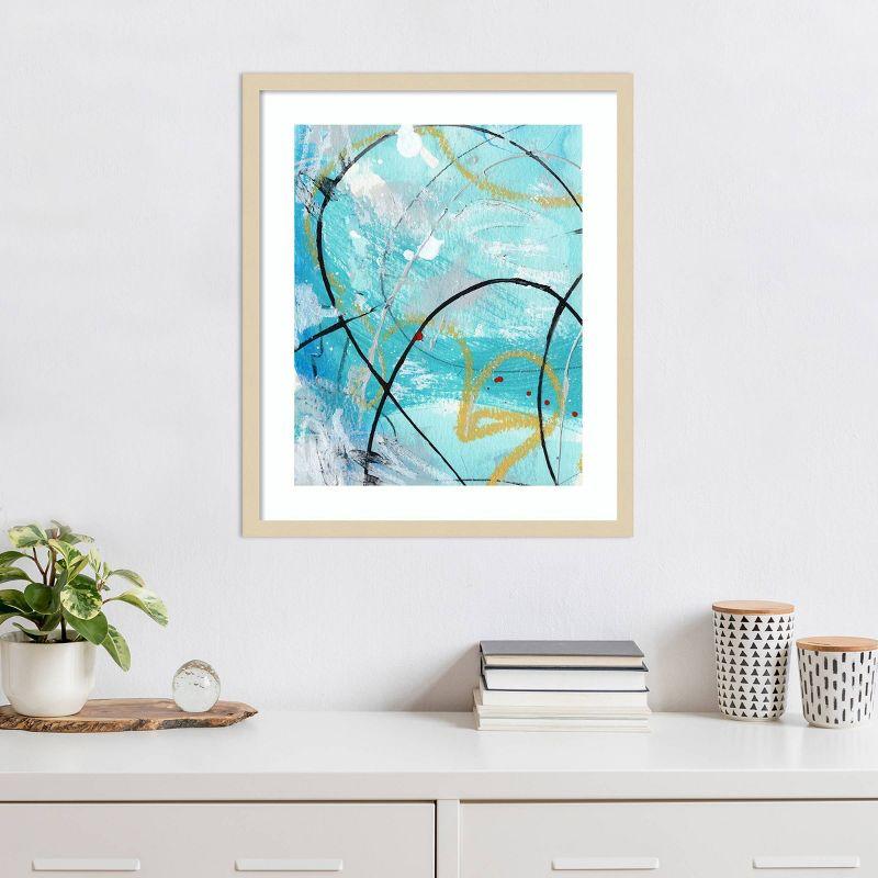 Whirlwind I Abstract Blue and Gold Framed Wall Art