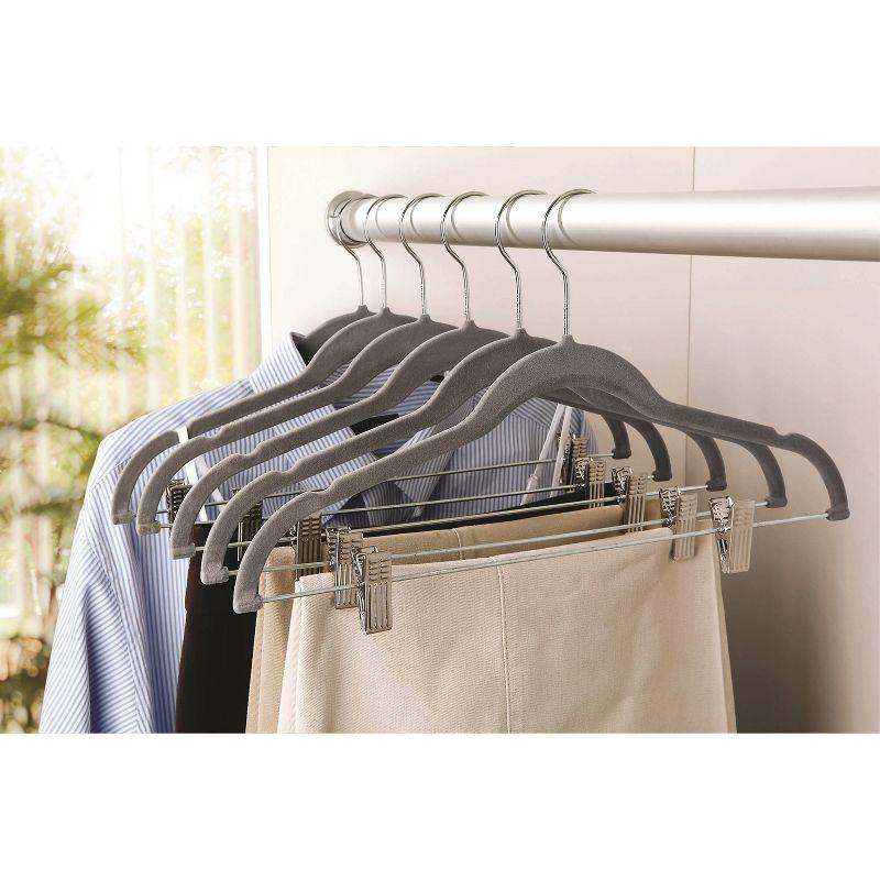 Simplify 6pk Velvet Hangers with Clips Gray