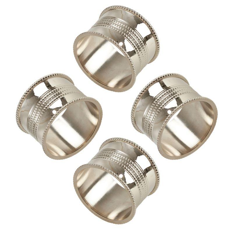 Silver Dotted Design Napkin Rings Set of 4