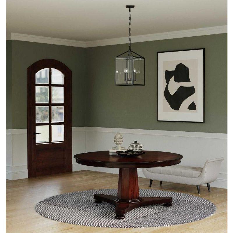 Hillcrest Matte Black 4-Light Foyer Pendant with Clear Glass Panels