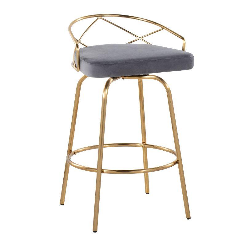 Set of 2 Charlotte Counter Height Barstools Gold/Gray - LumiSource