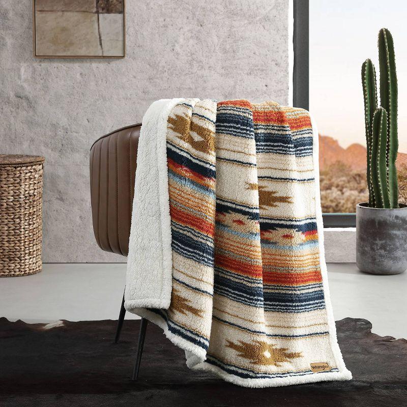 Wrangler Wrangler Printed Plush Sherpa Throw Blankets