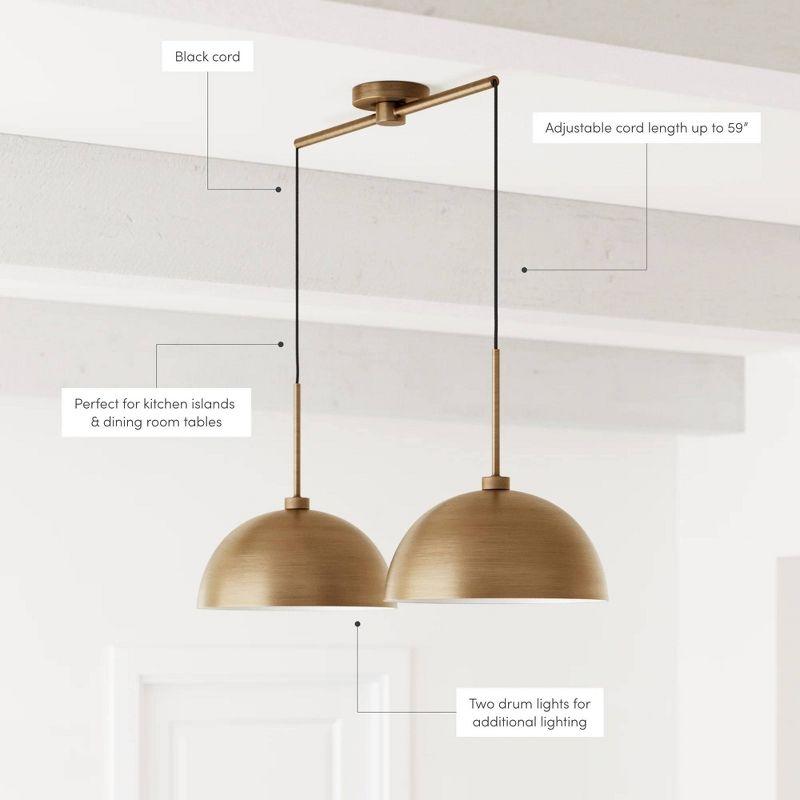 2-Light Pendant Island Light Fixture, Hanging Lights with Metal Shade and Adjustable Cord, for Kitchen
