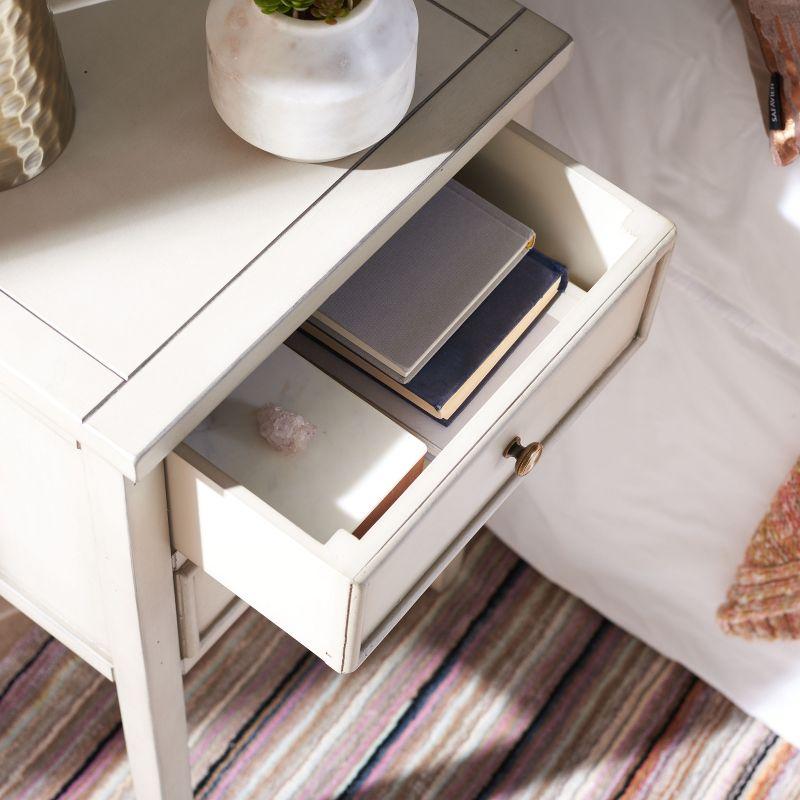 Toby Accent Table With Storage Drawers - AMH6625D - White Birch - Safavieh Couture