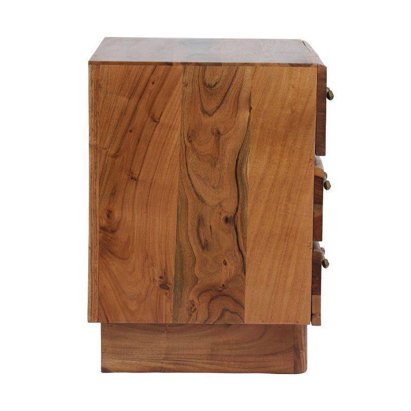 Terrell Handcrafted Boho Acacia Wood 3 Drawer Nightstand Dark Natural - Christopher Knight Home: Antique Brass Handles, Storage