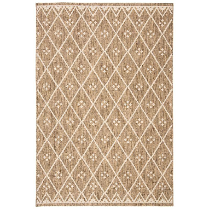 Courtyard Chic 59" Brown & Light Beige Synthetic Rectangular Rug