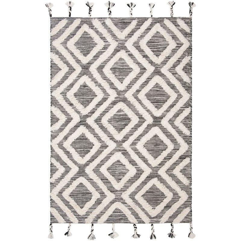 Kenya KNY331 Hand Tufted Area Rug - Black/Ivory - 5'x8' - Safavieh.
