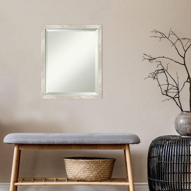 Silver Distressed Wood Framed Rectangular Wall Mirror