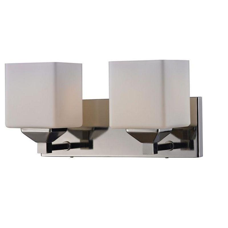 Contemporary Chrome 2-Light Vanity with Matte Opal Shades