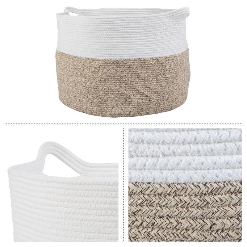 Home-Complete XL Woven Rope Basket Natural: Coiled Cotton Storage for Blankets, Large Circular Decorative Basket, 21.7"