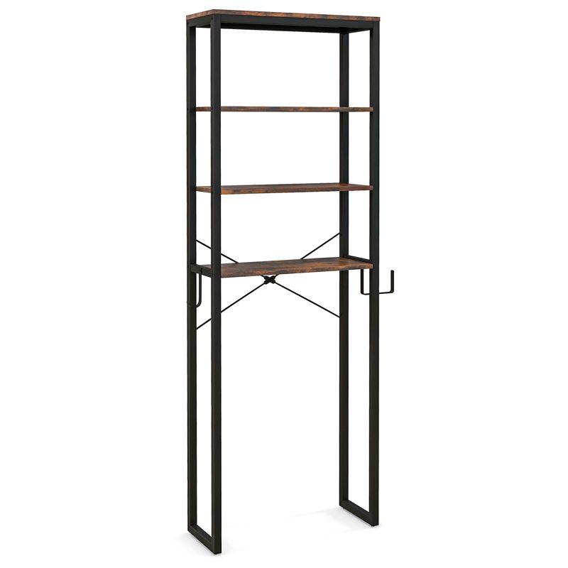 Costway Bathroom 4-Tier Over the Toilet Storage Rack Freestanding  Organizer Rustic Brown