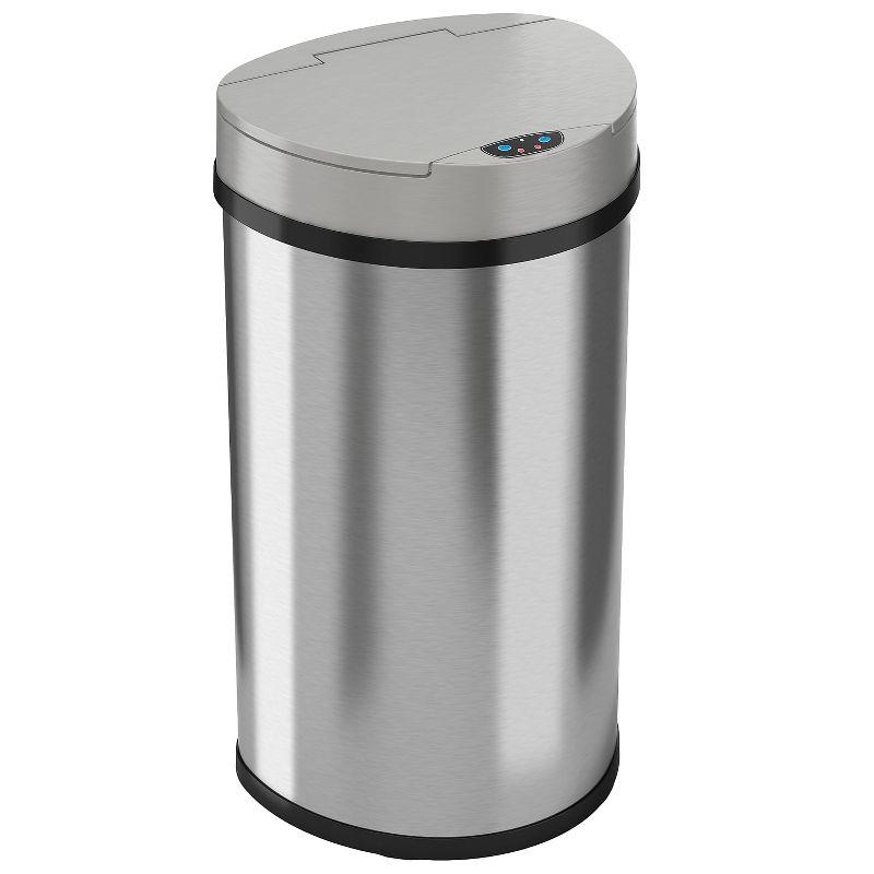 iTouchless Sensor Kitchen Trash Can with AbsorbX Odor Filter 13 Gallon Silver Stainless Steel
