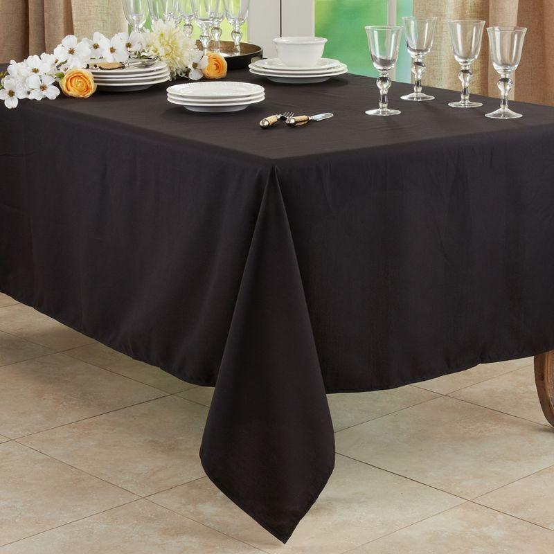 Saro Lifestyle Solid Color Everyday Tablecloth, Black, 65" x 104"