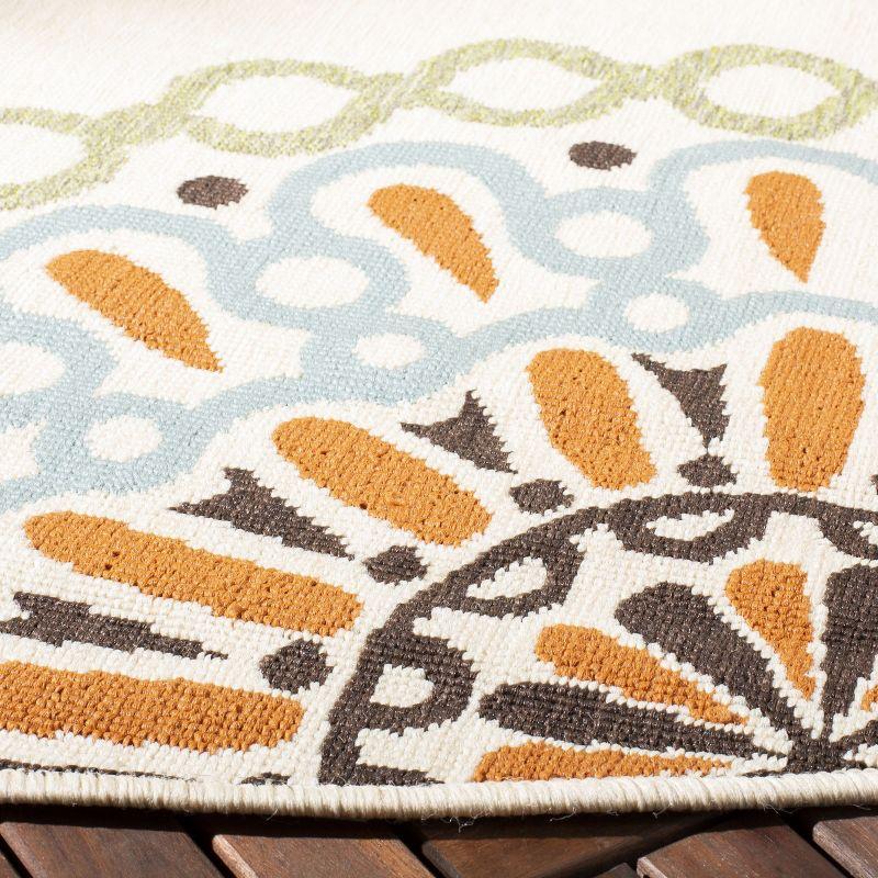 Veranda VER092 Power Loomed Indoor/Outdoor Accent Rug - Cream/Terracotta - 3' Round - Safavieh