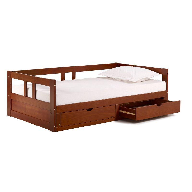 Twin to King Chestnut Pine Day Bed with Storage Drawers