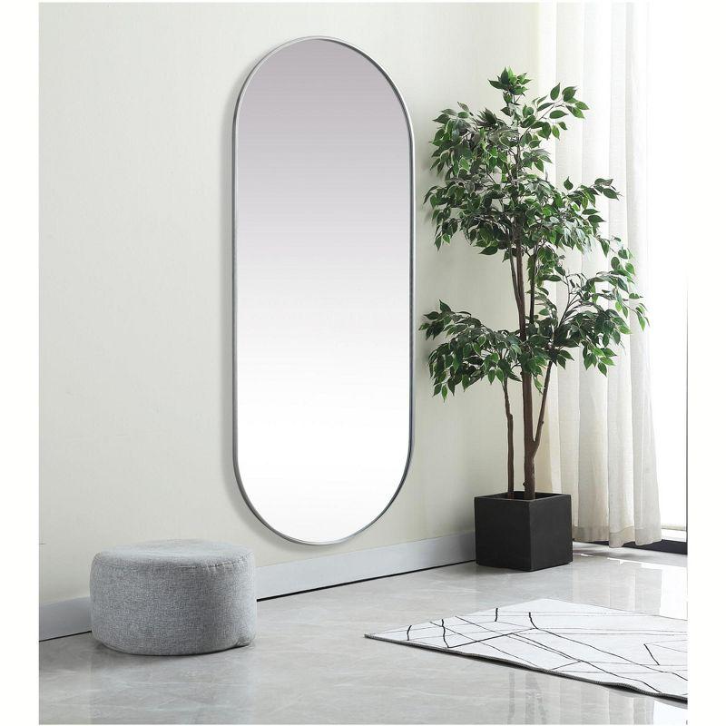 Elegant Lighting Metal Frame Oval Mirror 30x72 Inch in Silver