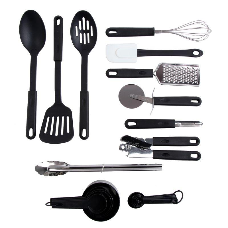 Gibson 20-Piece Black and Silver Kitchen Tool Set