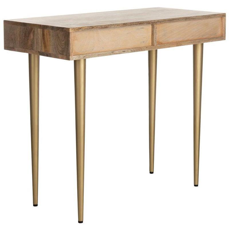 Leni Desk - Natural/Grey Concrete/Brass Legs - Safavieh