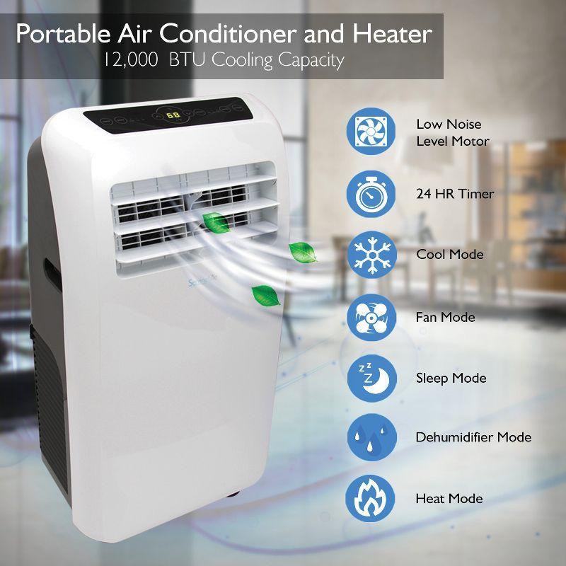 SereneLife 325-Sq. Ft. 12,000 BTU Portable Room Air Conditioner, Dehumidifier, and Heater