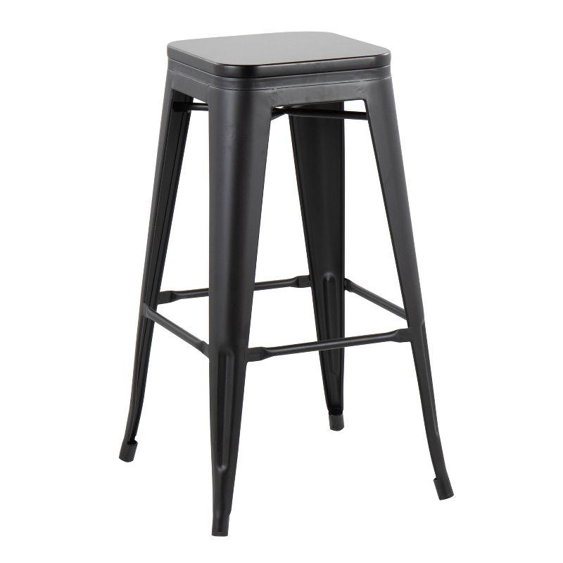 Industrial Charm 30'' Black Wood and Metal Bar Stool