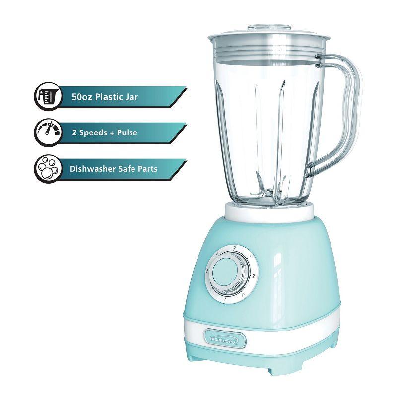 Brentwood 2-Speed Retro Blender with 50-Ounce Plastic Jar in Blue