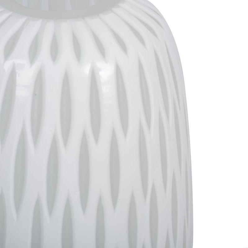 Vickerman 13" White Frosted Glass Vase. This lightly frosted vase is accented with a white diamond pattern. Pair this vase with your favorite faux