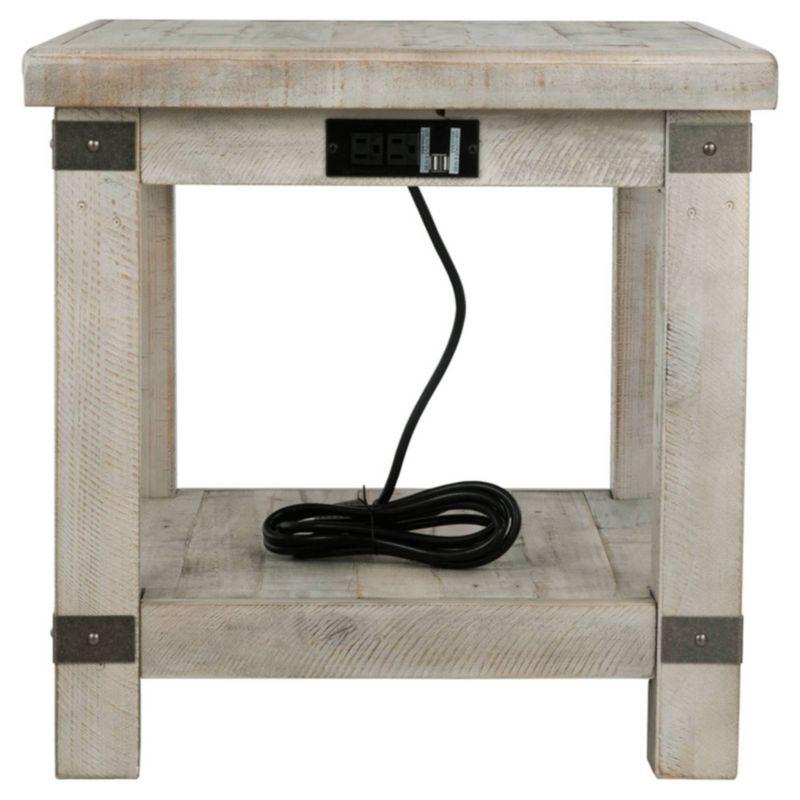 Carynhurst Rectangular End Table White - Signature Design by Ashley: Farmhouse Style, Distressed Finish, Storage Shelf