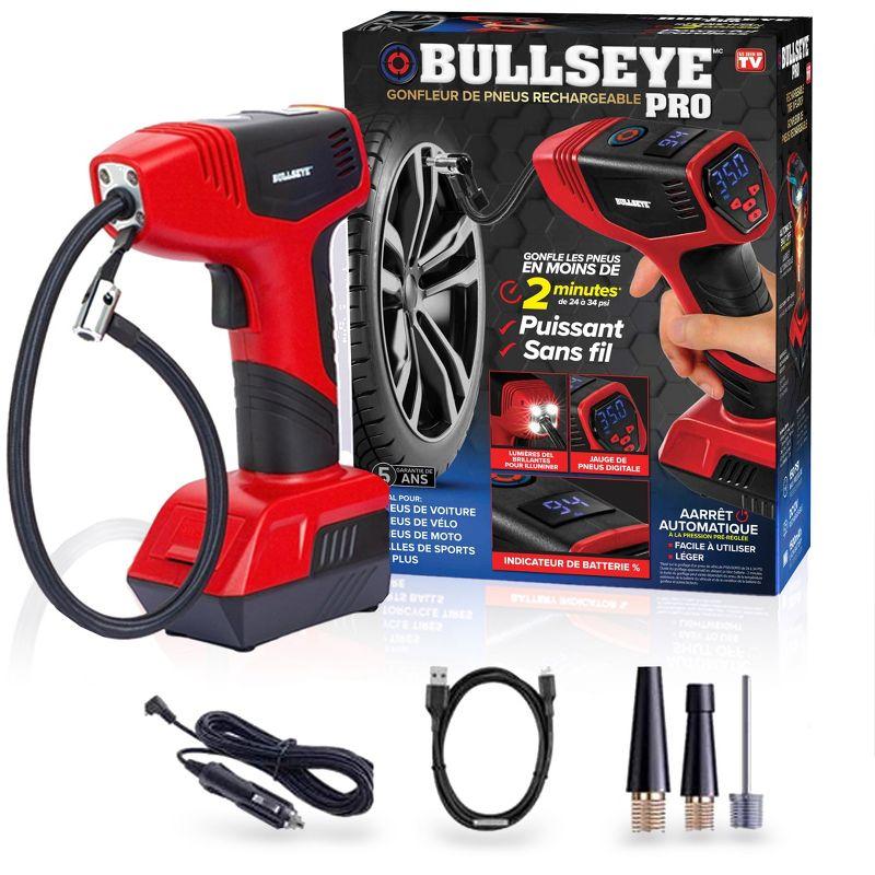 Bullseye Pro Portable Rechargeable Tire Inflator with Digital Pressure Gauge - Red