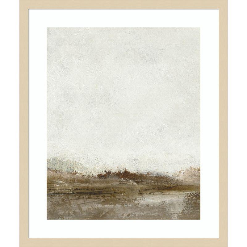 Earth Tones Abstract Lithograph in Wood Frame, 21 x 25 Inches