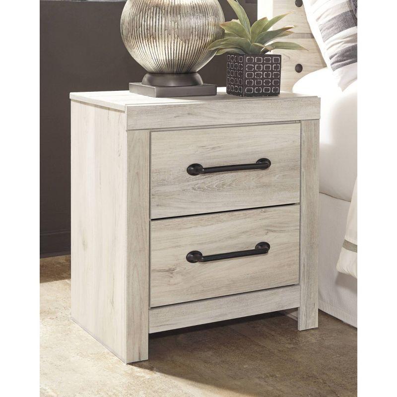 Cambeck Nightstand White - Signature Design by Ashley: Industrial Style Bedside Table with USB Ports & Storage