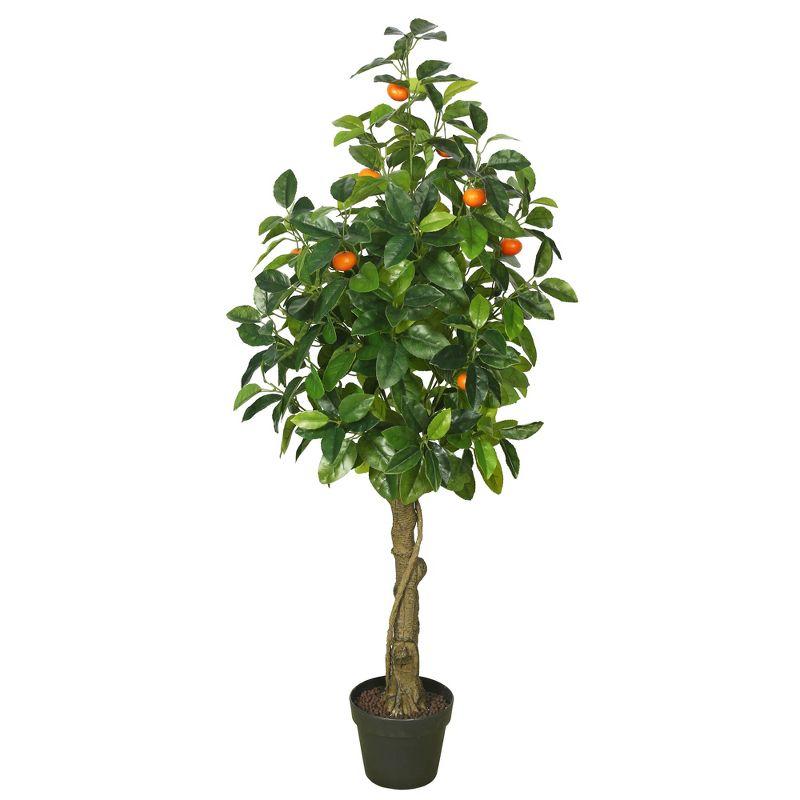 51'' Green and Orange Artificial Potted Lemon Tree