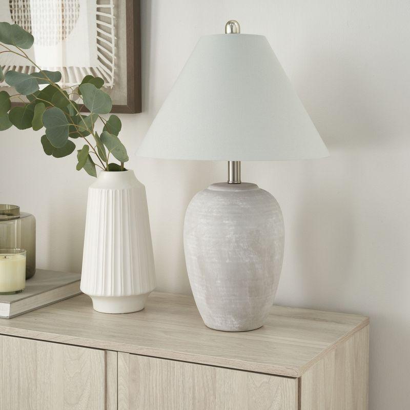 23" Unglazed Ceramic Jar Table Lamp - Nourison