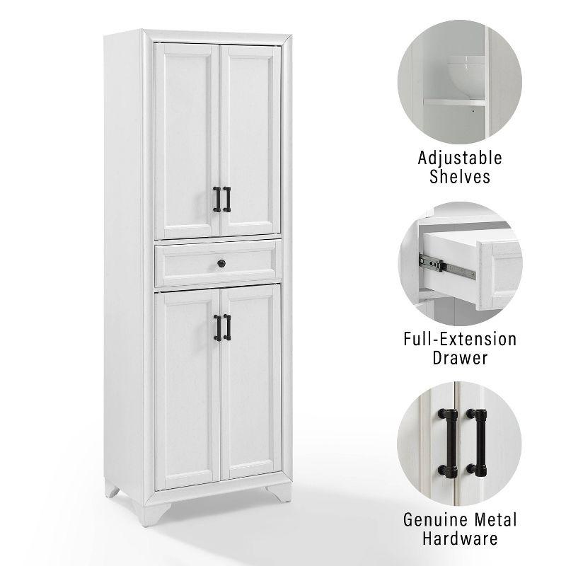 3pc Tara Sideboard and Pantry Set Distressed White - Crosley: Kitchen Storage, Adjustable Shelves, MDF